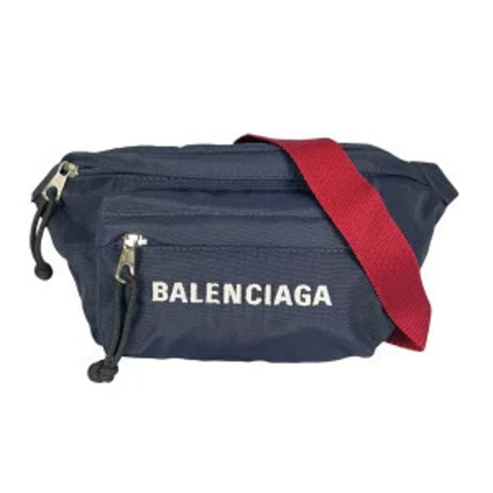 Balenciaga Wheel Belt Bag Body Handbag Leather Navy Blue